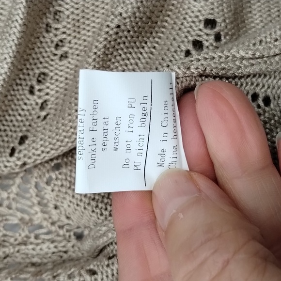 Grace Karin Taupe Open layer sweater with waist tie crochet long sleeve size XL - Picture 6 of 11